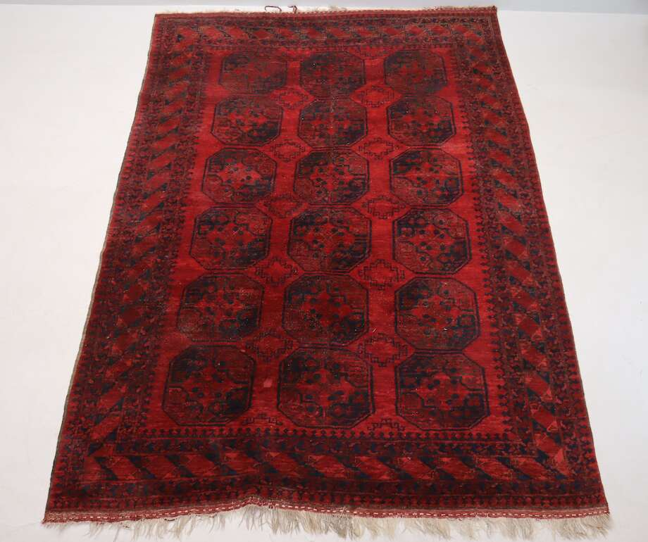 Authentic Hand-Knotted Traditional Red Rug